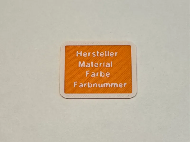 Filamentschild und Farbmuster