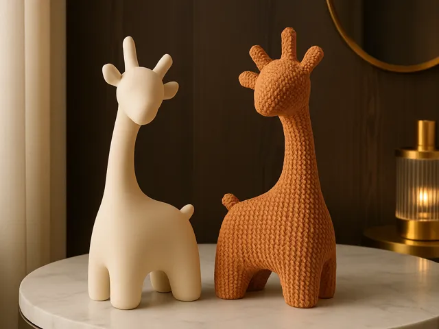 Minimalist Giraffe Figurine – Smooth & Knitted