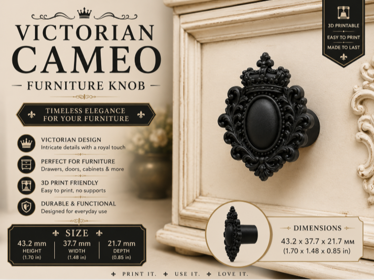 Title  Victorian Crown Cameo Furniture Knob