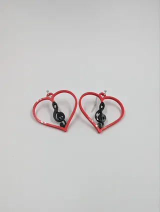 Treble clef heart earring