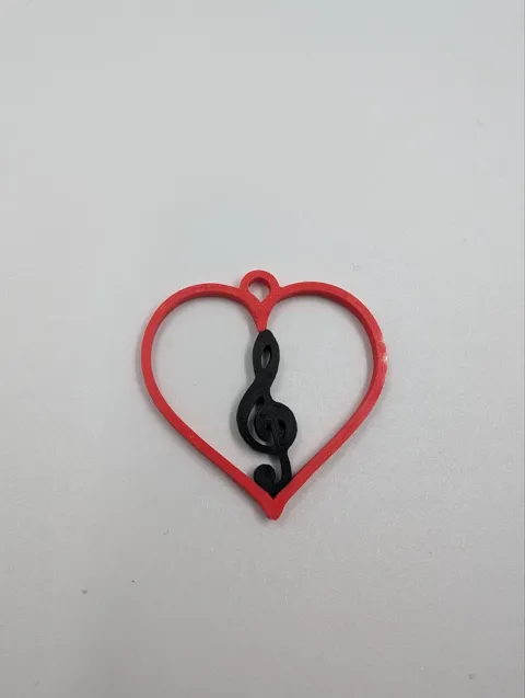 Treble clef heart earring view 2