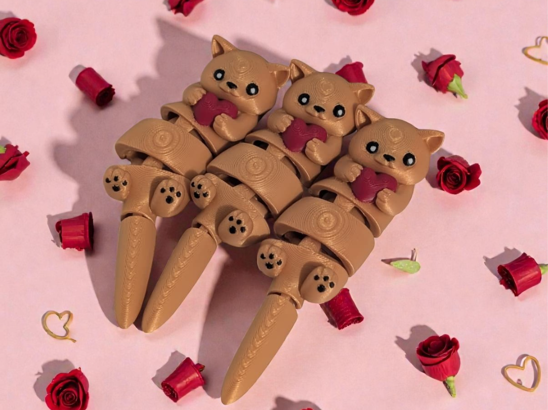 Valentine's Mini Fat Cat - Articulated Animal Gift