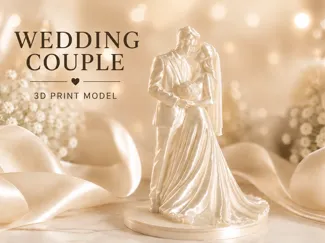 Statua Sposa e Sposo Elegante – Cake Topper in 3D