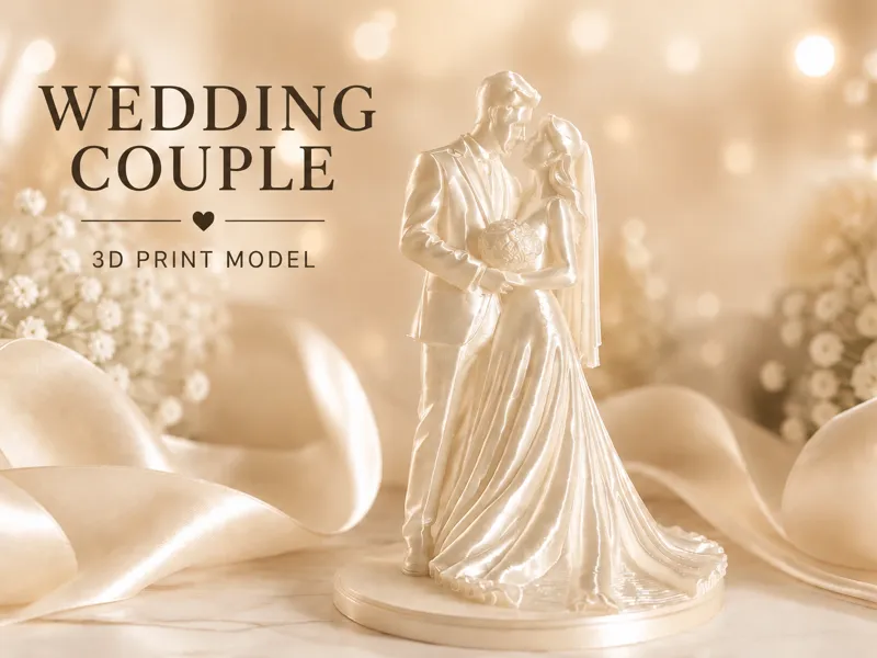 Statua Sposa e Sposo Elegante – Cake Topper in 3D