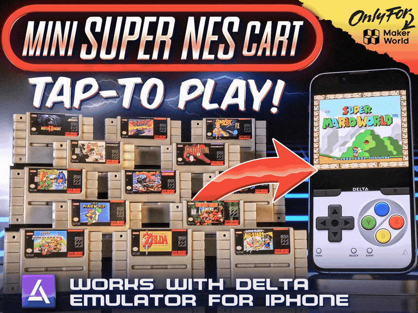 SNES Game Cart Tap-to-Play Mini NFC Retro Keychain