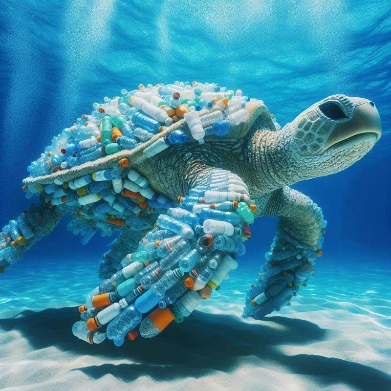 Turtle in the future - AI image (hueforge)