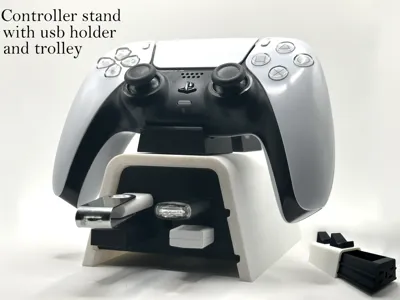 Controller stand with USB sockets and trolley