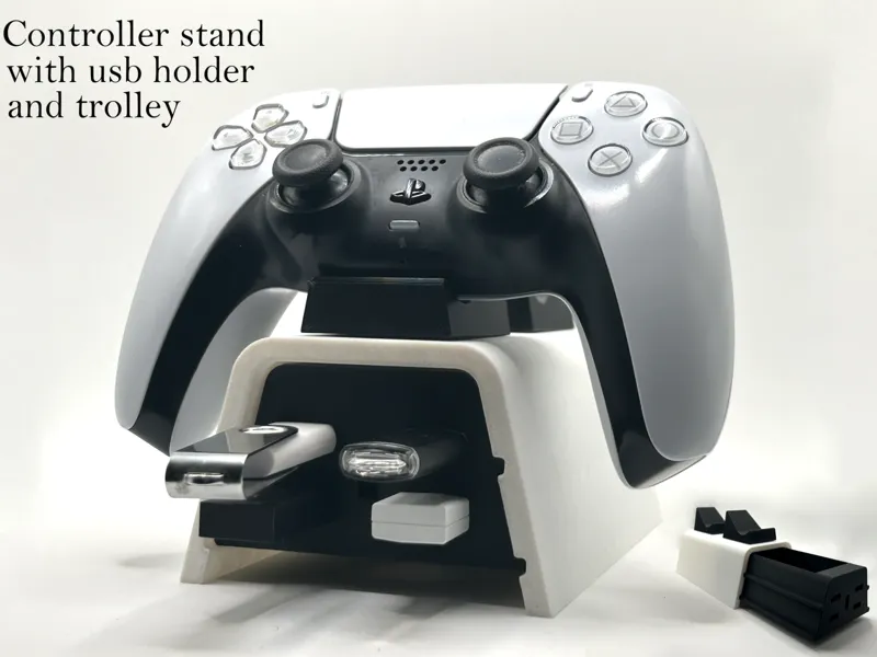 Controller stand with USB sockets and trolley