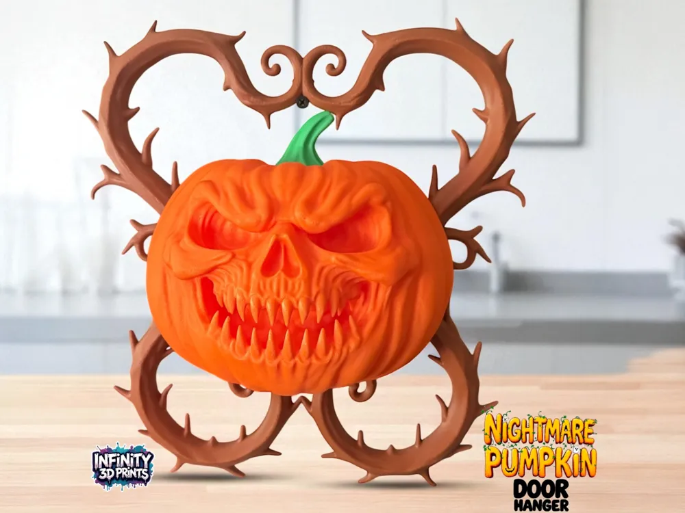 NIGHTMARE PUMPKIN - DOOR HANGER - Free 3D Print Model - MakerWorld