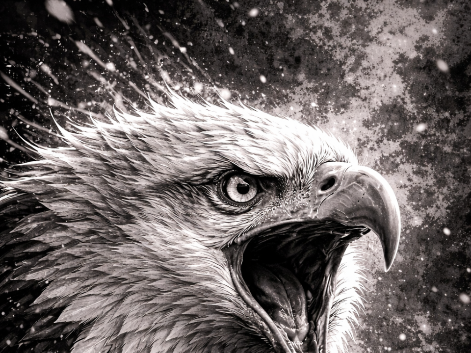 Aigle Féroce – Série Animaux noir et blanc