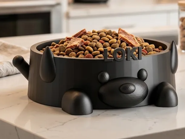Modelo para impresión 3D: Dog Bowl Personalized name. Referencia del modelo original.