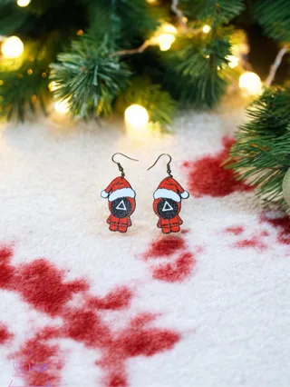 Christmas squid game earrings