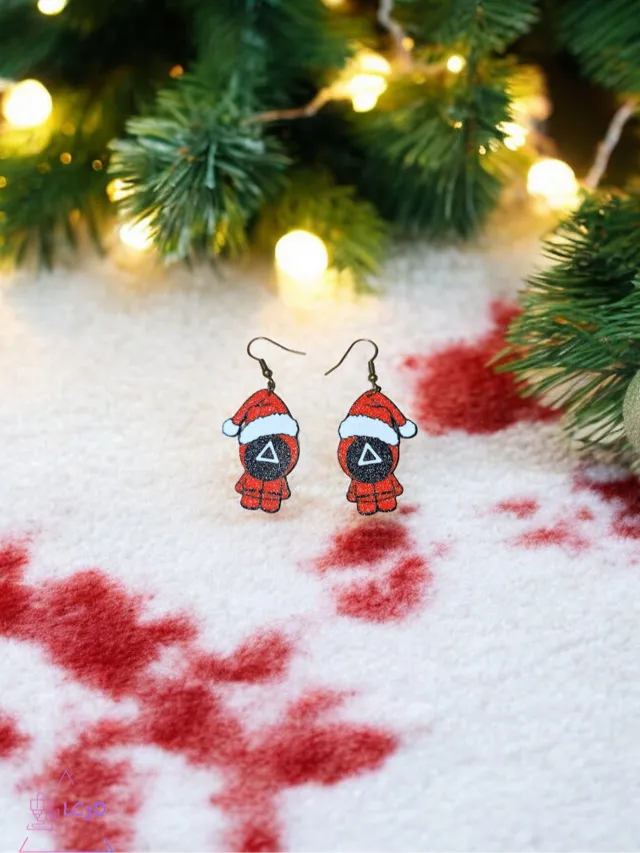 Christmas squid game earrings
