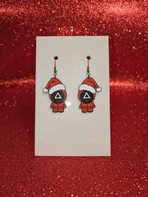 Christmas squid game earrings view 2