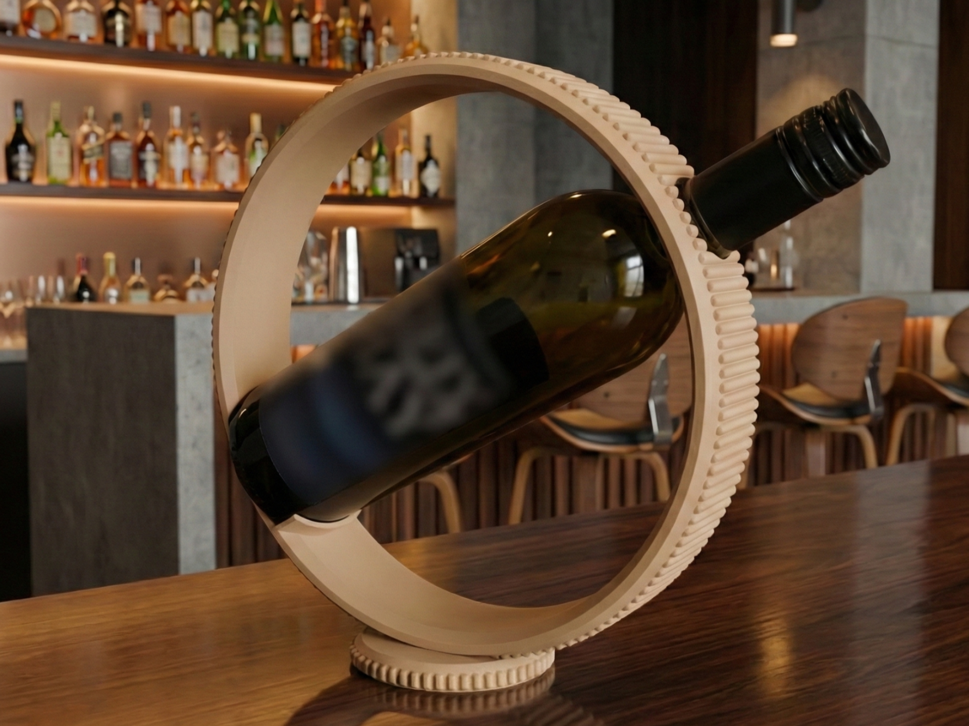 Modern Design Vertical Ring Wine Bottle Display
