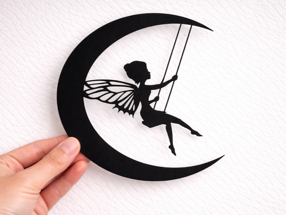 Wall Art - A fairy swinging on the moon