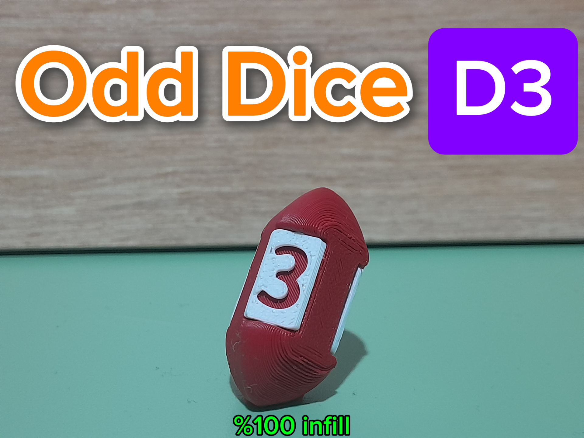 D3 three sided dice