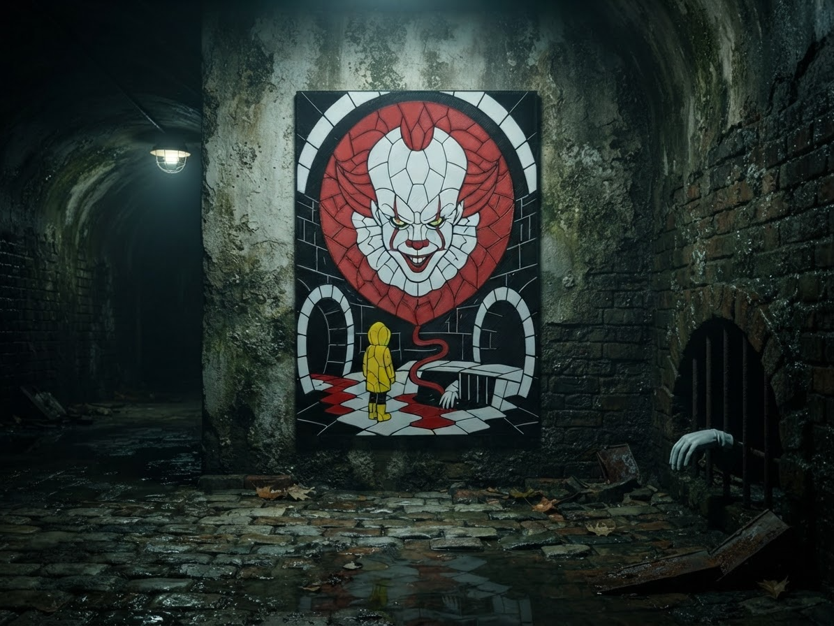 Pennywise Stained Glass – IT Horror Wall Art - 1