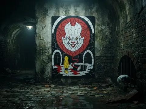 Cuadro decorativo en 3D: Pennywise Stained Glass – IT Horror Wall Art — referencia de MakerWorld