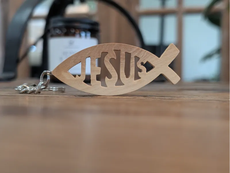 Ichthys Jesus Keychain With Hole For Keychain 