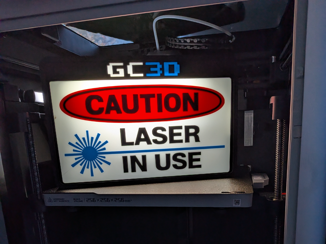 Laser In Use lighted box sign - StringLights