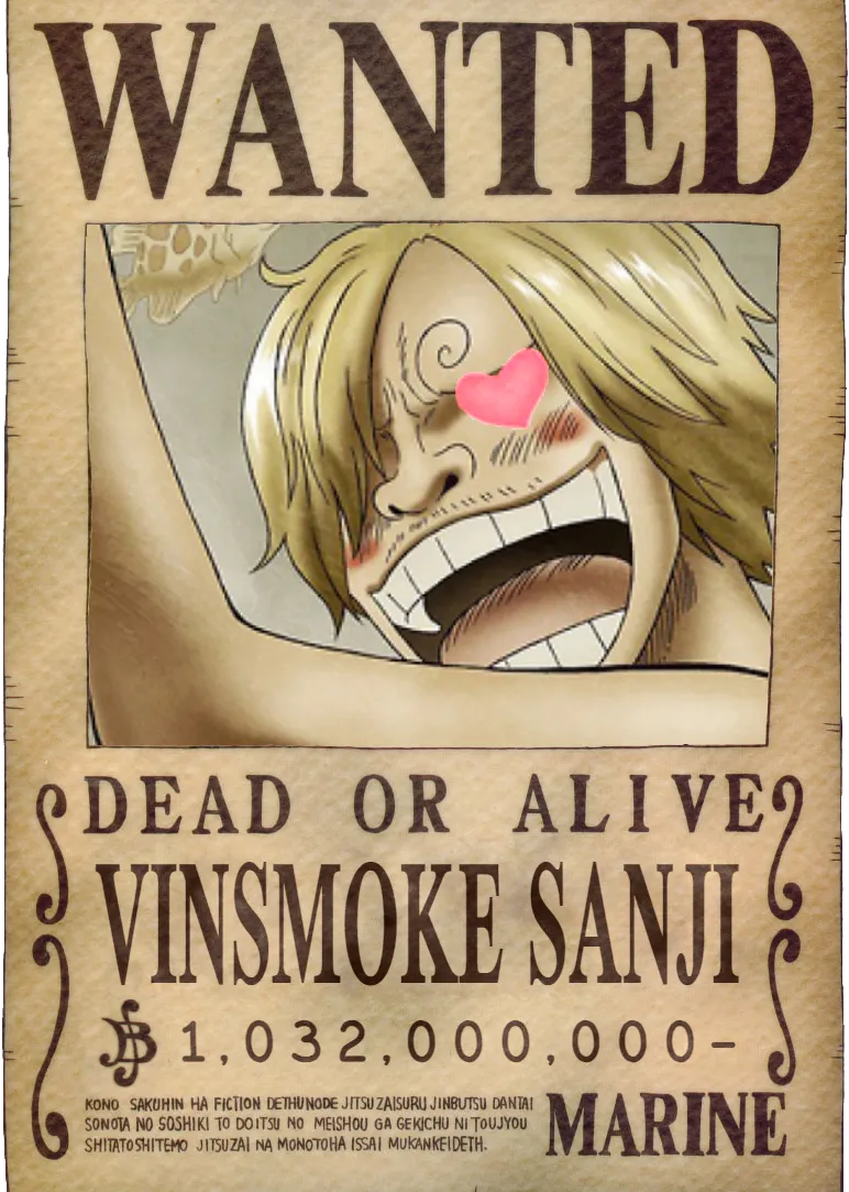 ワンピース - サンジ (ハート目) 指名手配書 作成者： Pretty
