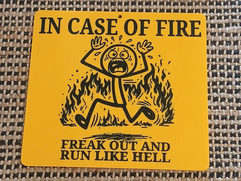 In case of fire sign
