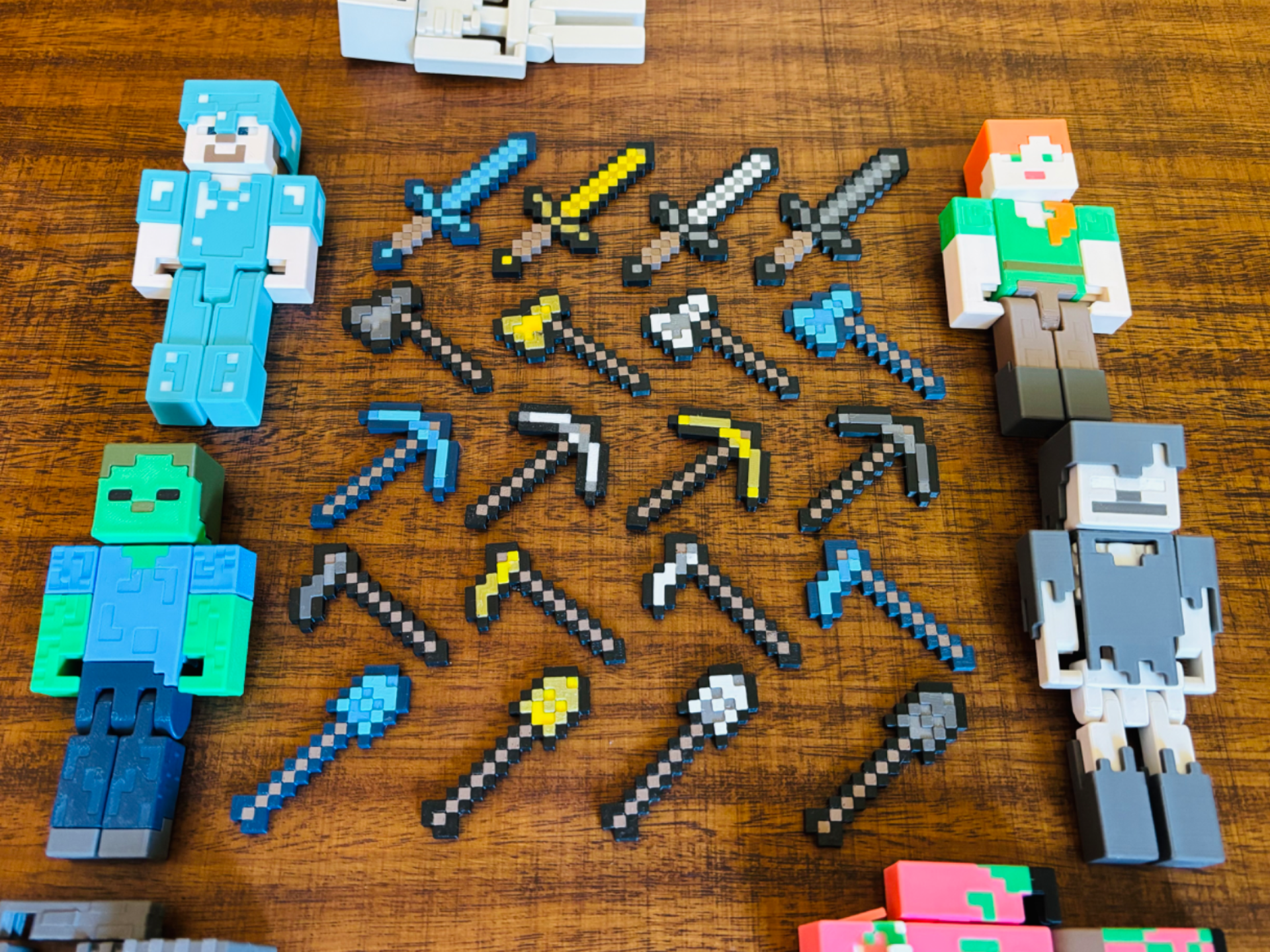 Minecraft Tools – Diamond, Gold, Iron & Stone 3D model
