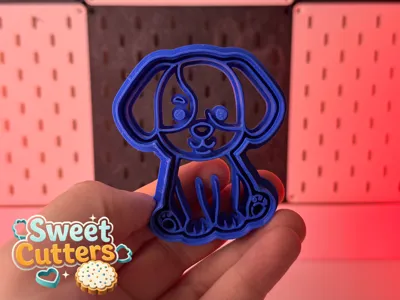Dog Cookie Cutter – Cute Dog Shape (No Supports)