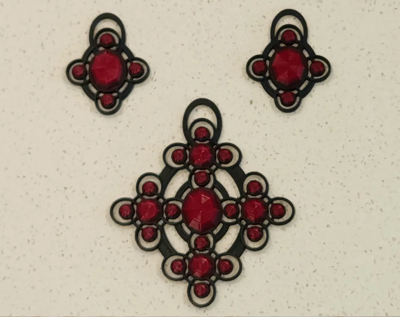 Costume/Cosplay Jewelry Set- Earrings and Pendant view 3