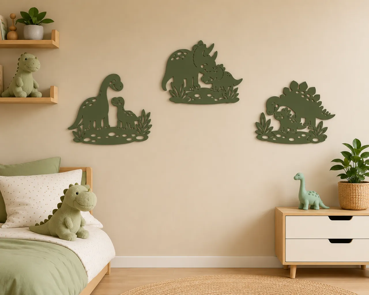 Wall art set : Dino with baby view 2