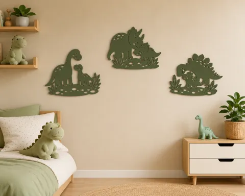 Wall art set : Dino with baby view 2