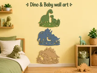 Wall art set : Dino with baby