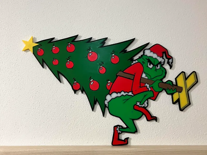 Grinch stealing Christmas tree decoration
