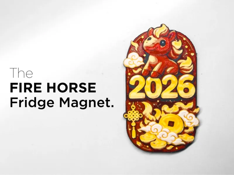 Year of the Fire Horse 2026 Fridge Magnet