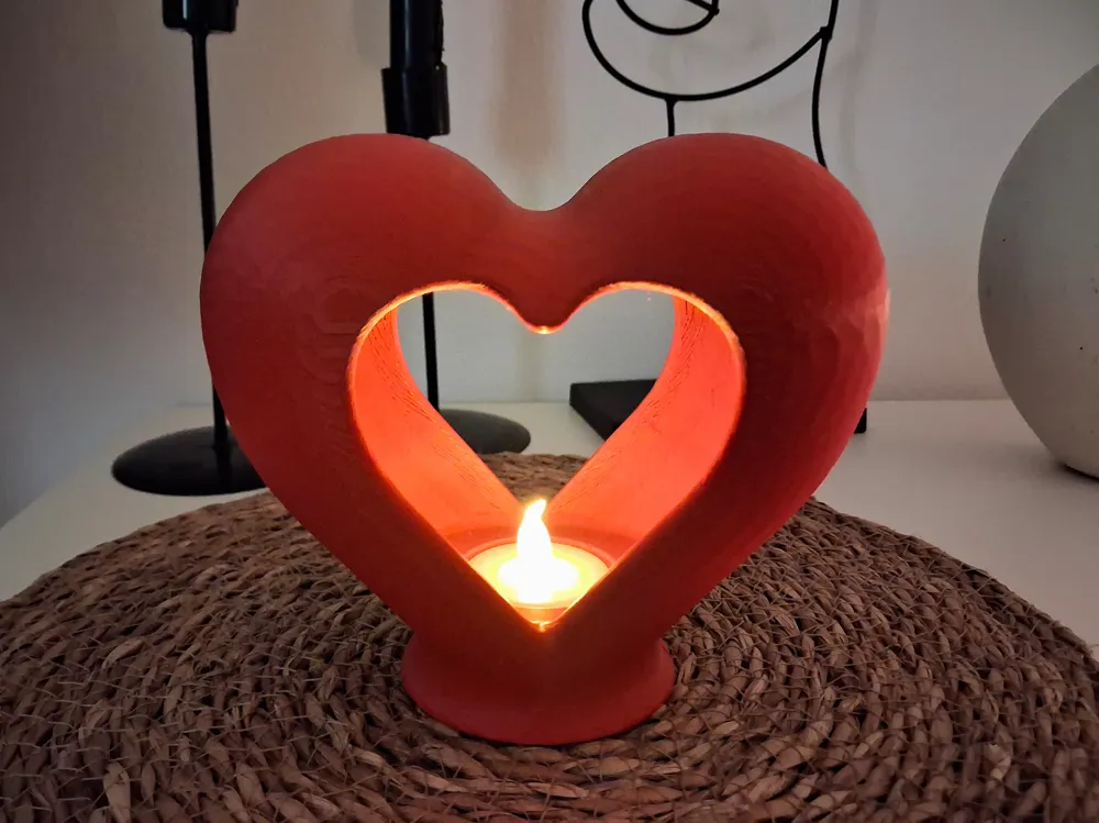 Heart Tea Light Lamp - Free 3D Print Model - MakerWorld
