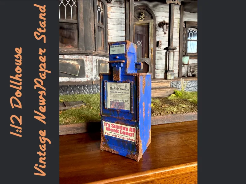 1:12 Dollhouse Vintage Newspaper Vending Machine
