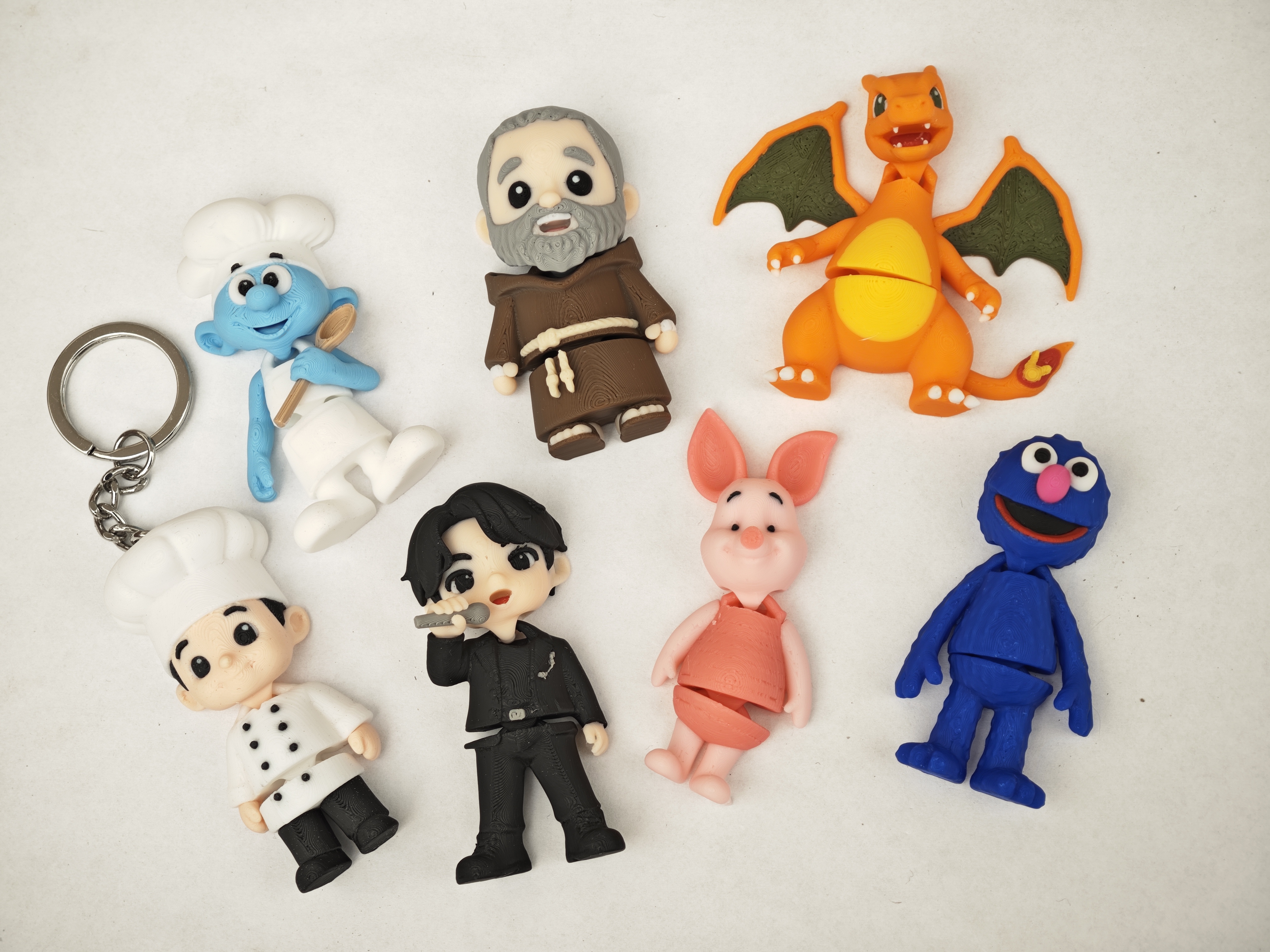 3Dプリント パードレ・ピオ - ミニ フレキシ キーホルダー 可動式