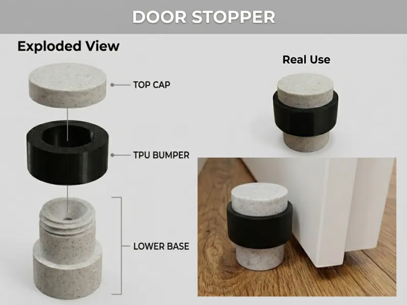Door stopper with soft bumper
