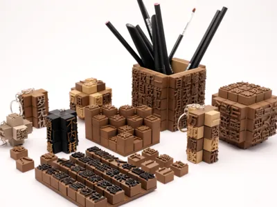 Movable Type Full Font Library + Modular Cultural and Creative Kit (Pen Holder/Keychain/Stamp)