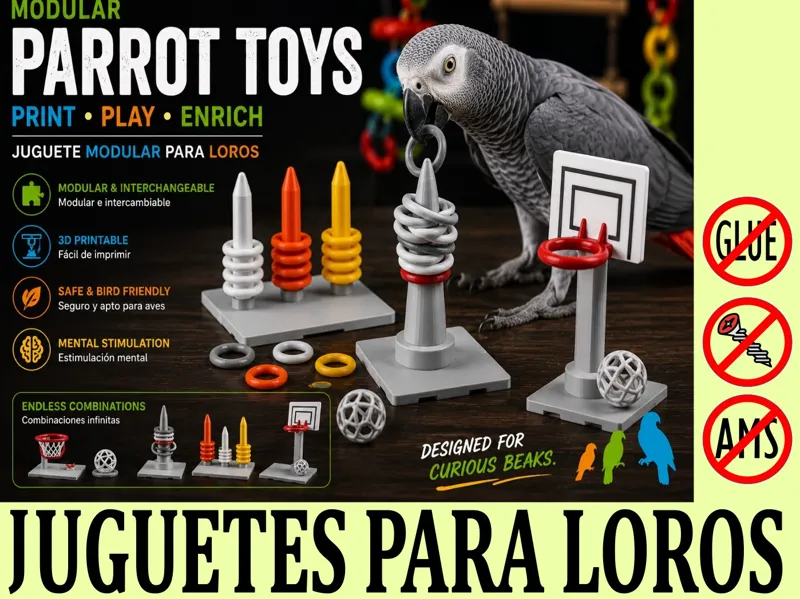 JUGUETES PARA LOROS (JUEGO DE CANASTA Y AROS)