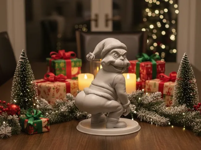Grinch en pose déjantée — figurine de Noël