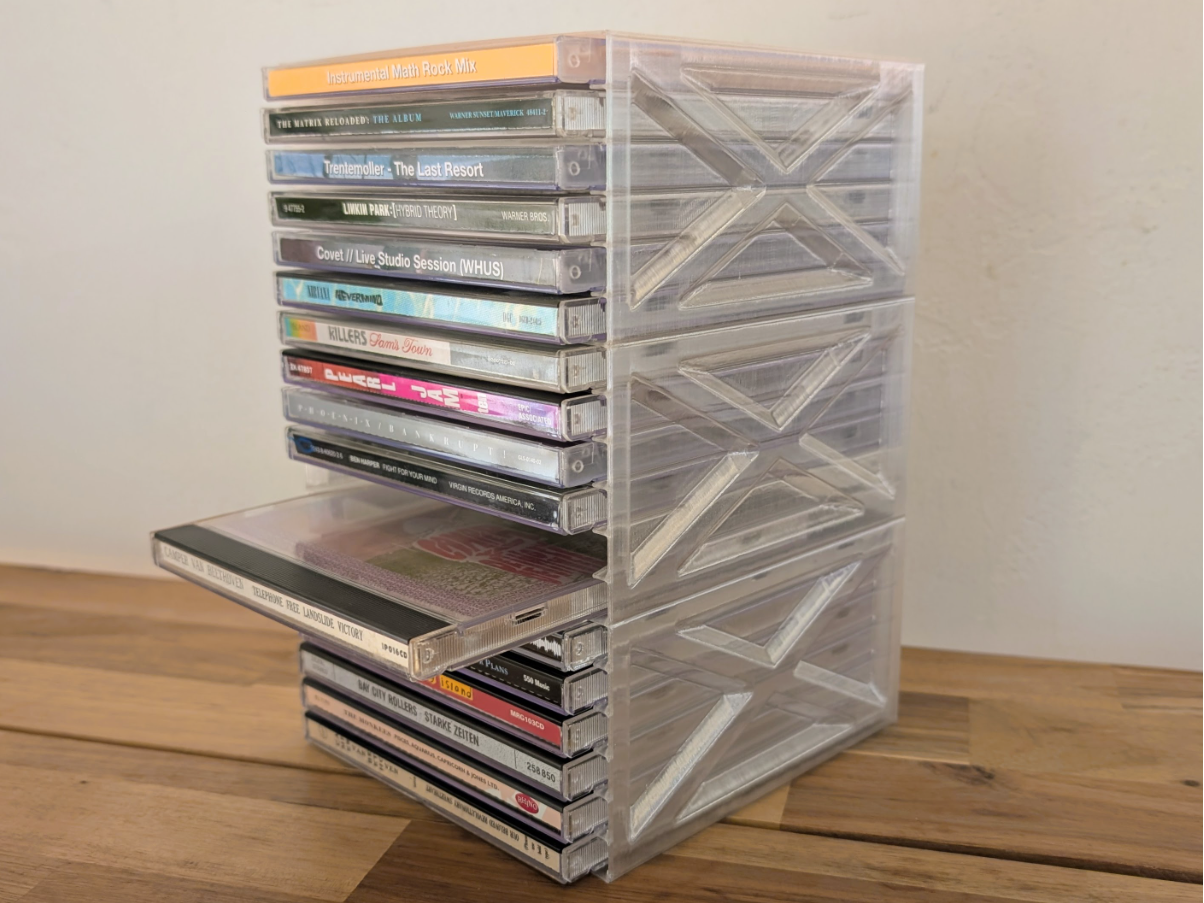 Minimal Clear CD Shelf Rack. 0% infill no support!