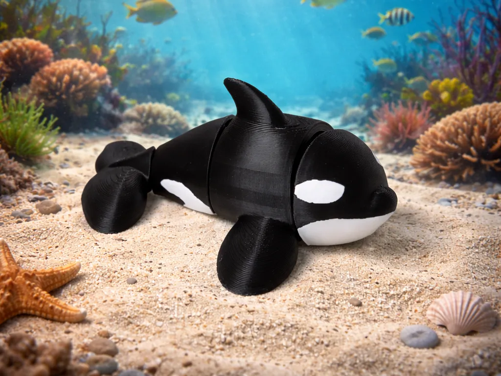 Flexi Orca Print-in-Place Articulated Killer Whale - Free 3D Print ...
