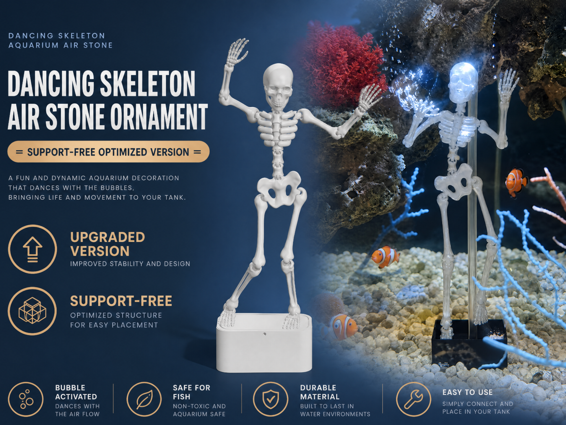 Dancing Skeleton Fish Tank Oxygen Ornament