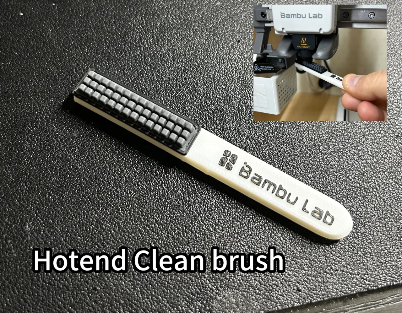 Hotend nozzle cleaning brush for Bambulab printers view 2