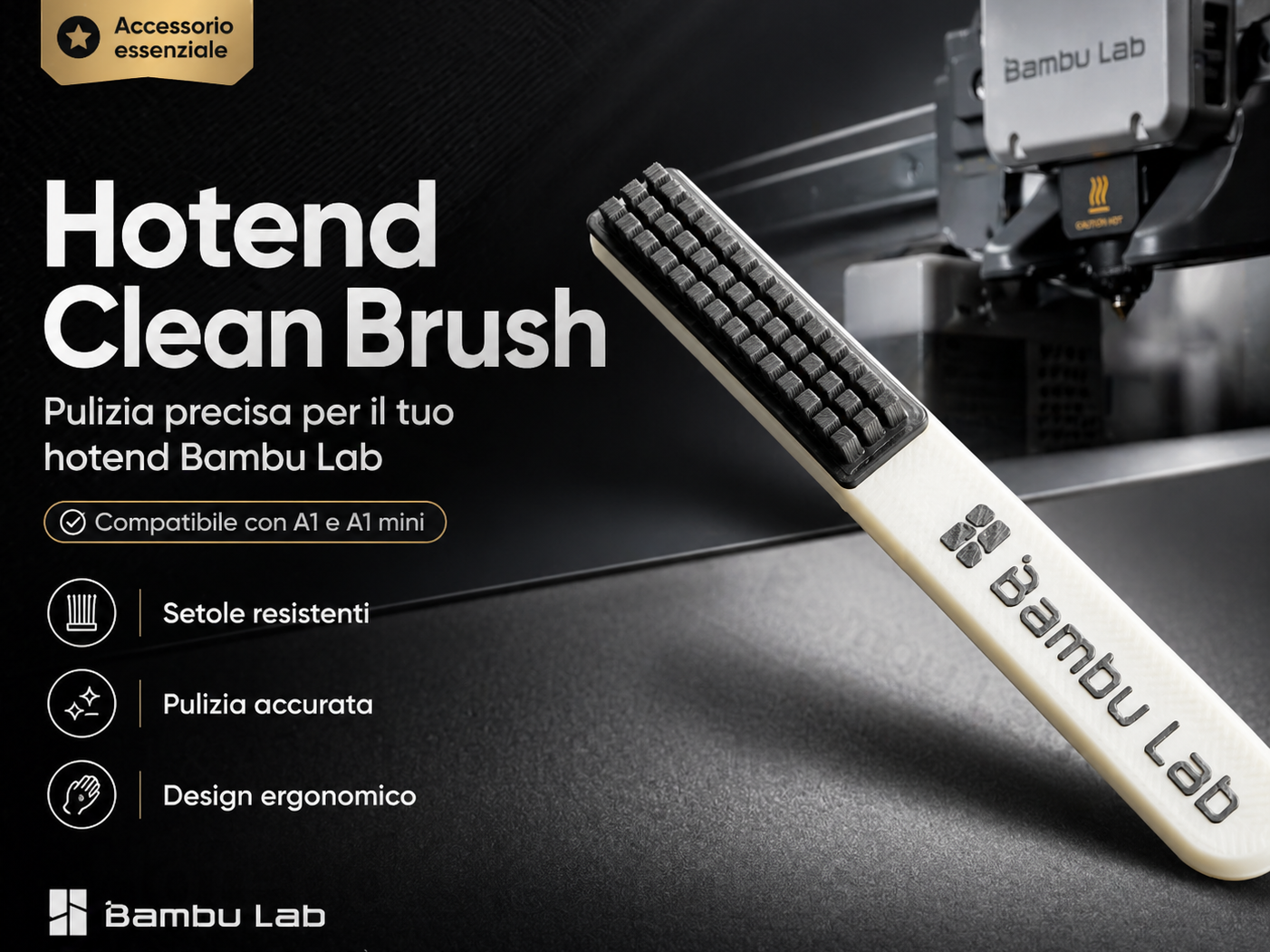 Hotend nozzle cleaning brush for Bambulab printers
