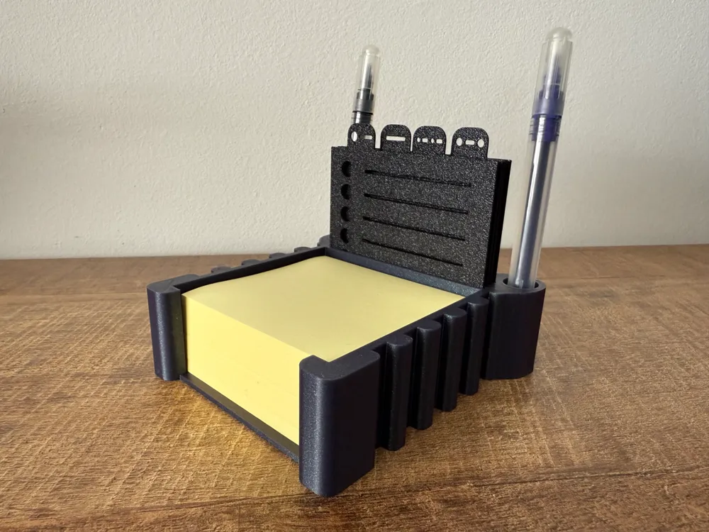 Modern Sticky Note Master with Stencils & Pen Slot - Free 3D Print ...