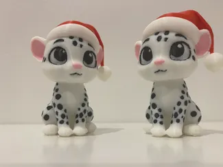 Festive Snow Leopard With A Santa Hat