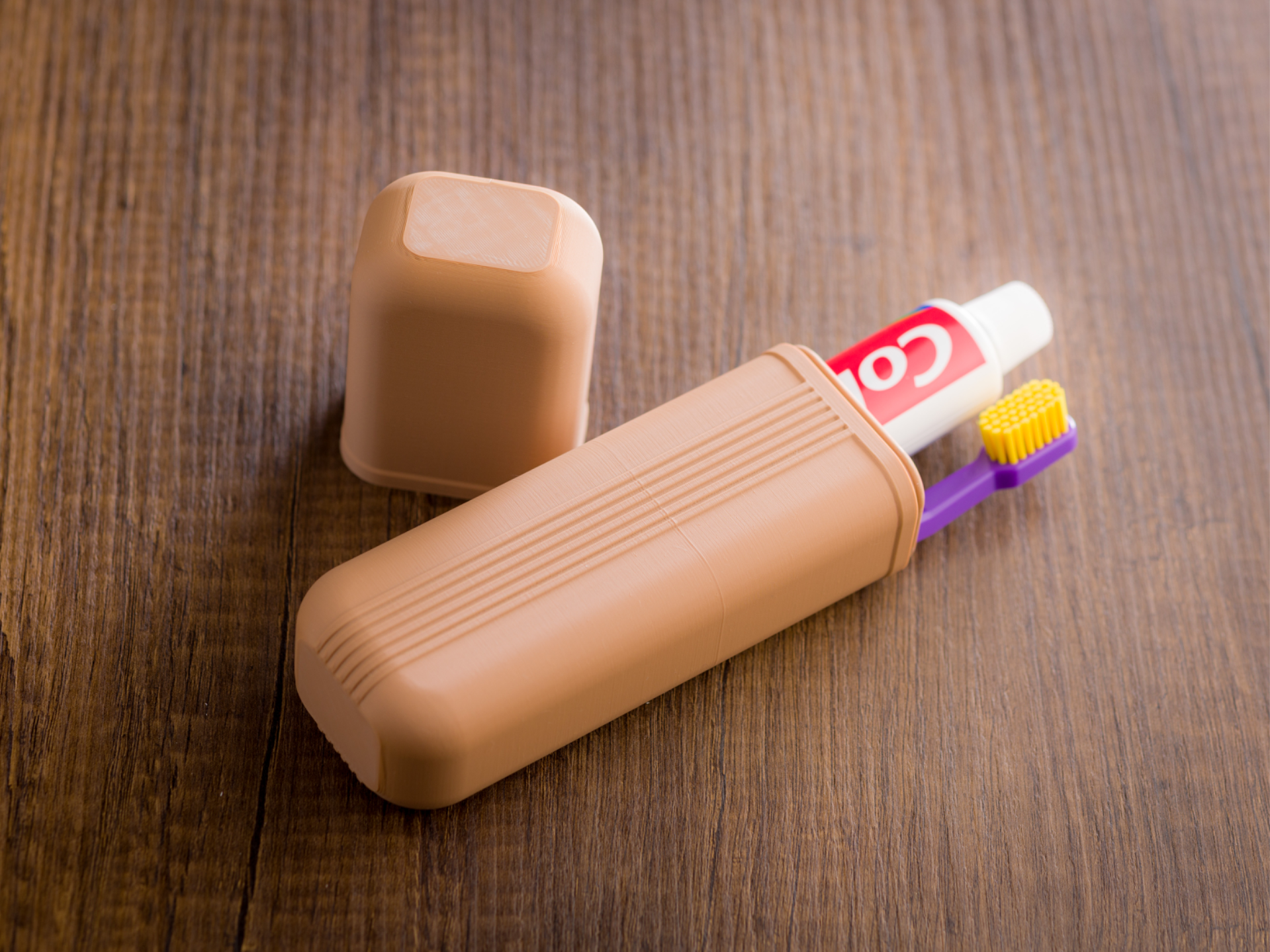 Toothbrush and toothpaste travel case.